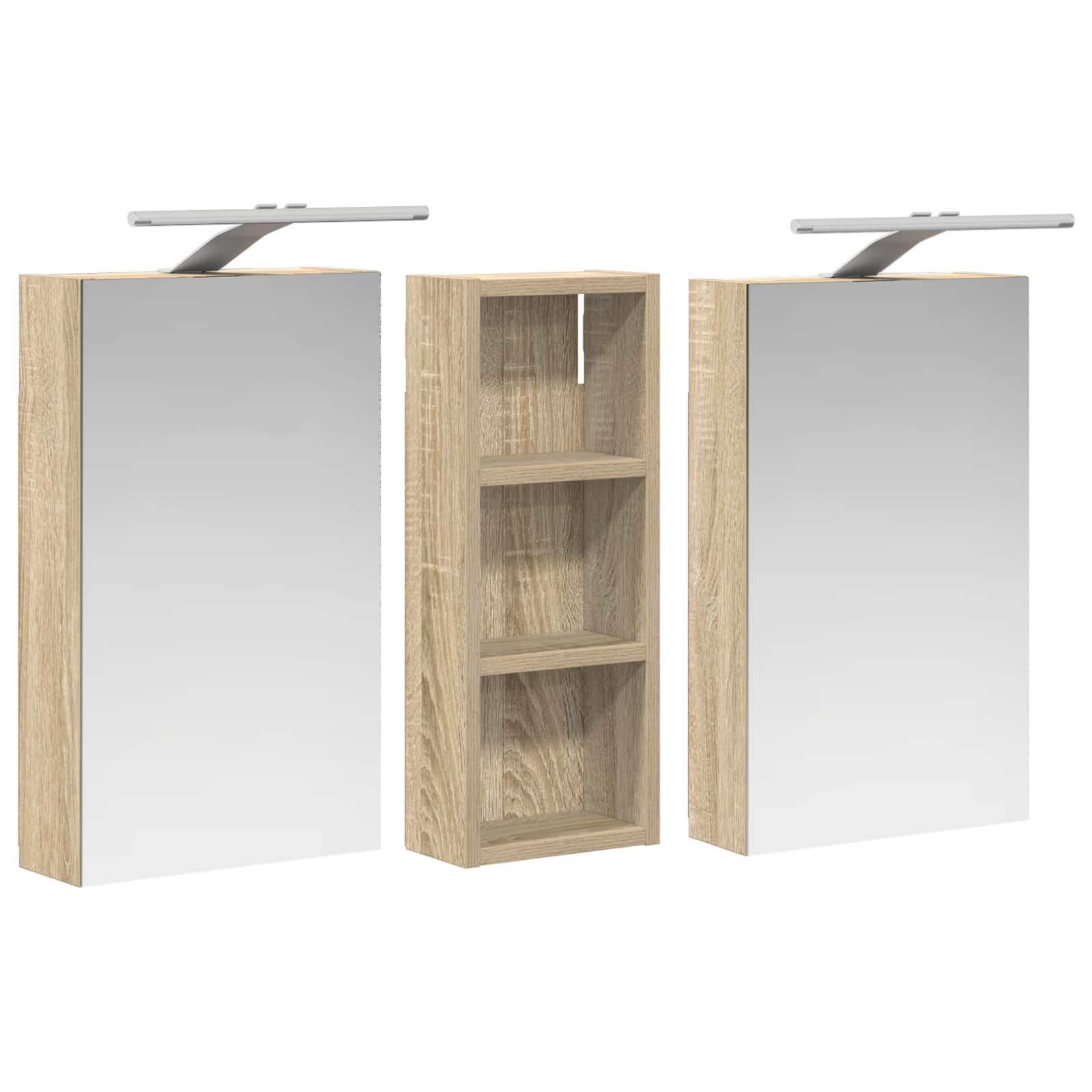 Σετ Ντουλαπιών Μπάνιου με ράφι με πόρτα 3 pcs 80 x 10,5 x 50 εκ - Pakobazaar