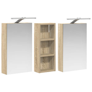 Σετ Ντουλαπιών Μπάνιου με ράφι με πόρτα 3 pcs 80 x 10,5 x 50 εκ - Pakobazaar
