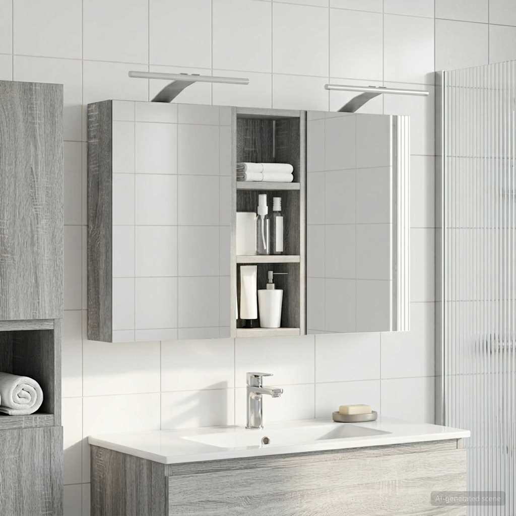 Σετ Ντουλαπιών Μπάνιου με ράφι με πόρτα 3 pcs 80 x 10,5 x 50 εκ - Pakobazaar