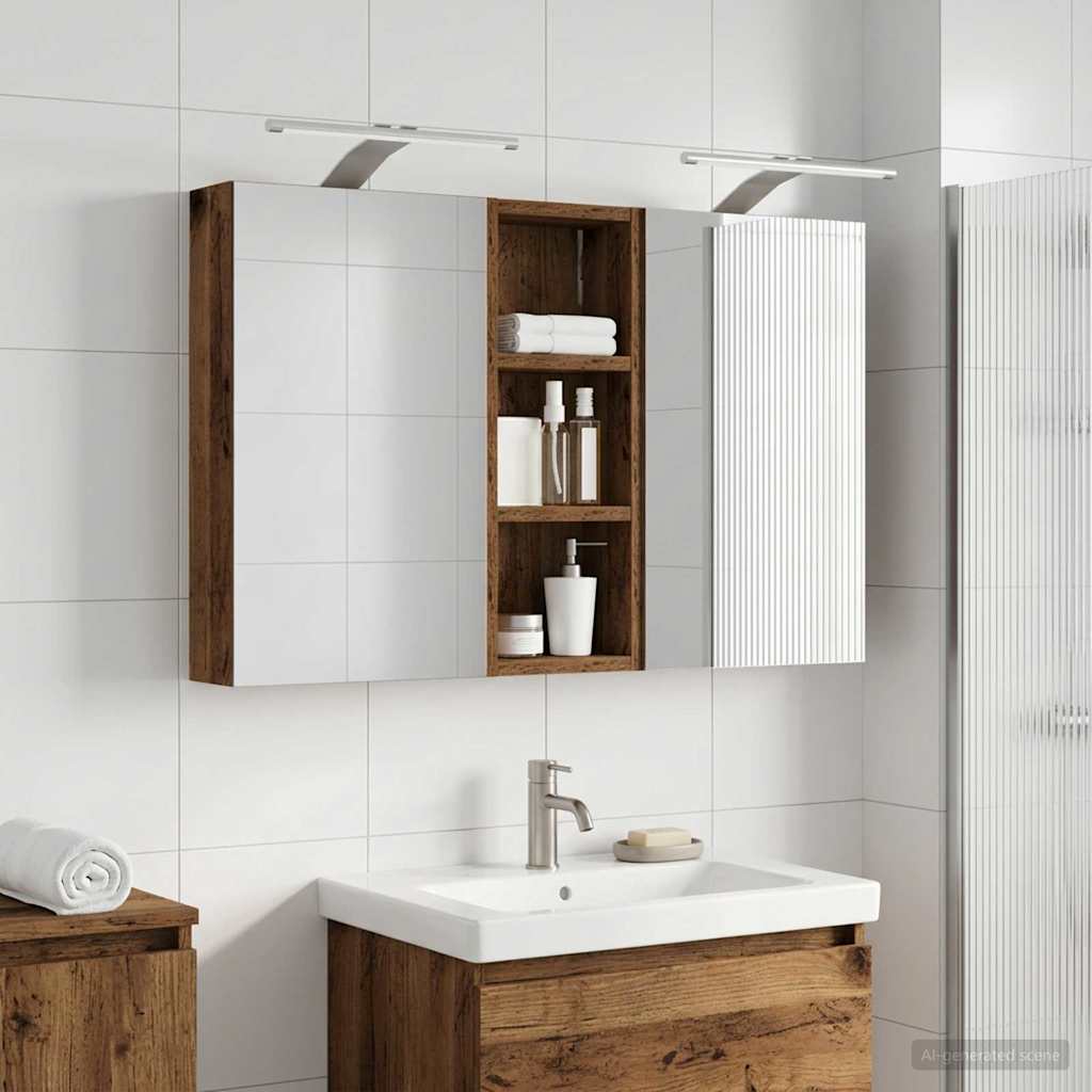 Σετ Ντουλαπιών Μπάνιου με ράφι με πόρτα 3 pcs 80 x 10,5 x 50 εκ - Pakobazaar