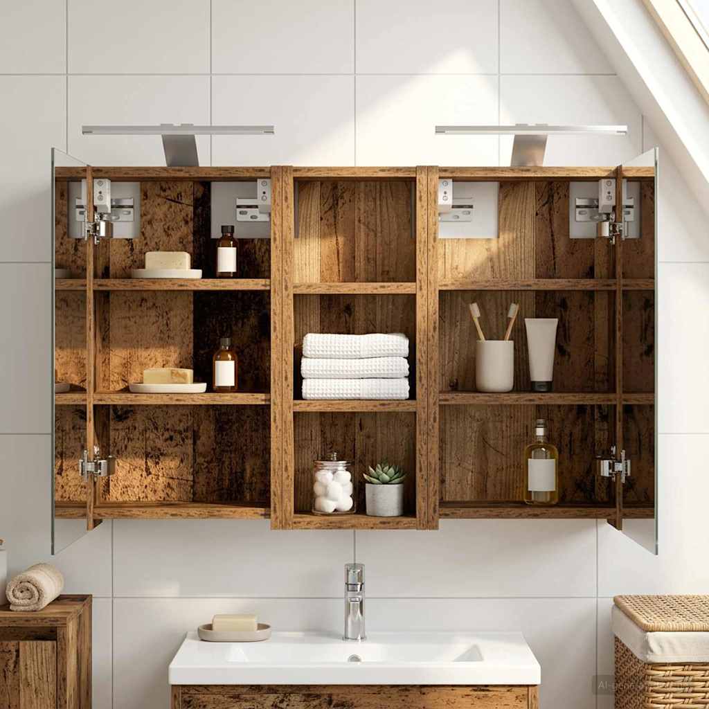 Σετ Ντουλαπιών Μπάνιου με ράφι με πόρτα 3 pcs 80 x 10,5 x 50 εκ - Pakobazaar