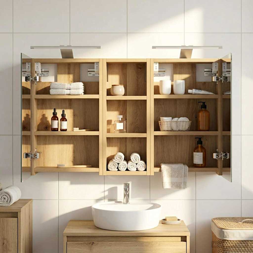 Σετ Ντουλαπιών Μπάνιου με ράφι με πόρτα 3 pcs 80 x 10,5 x 50 εκ - Pakobazaar
