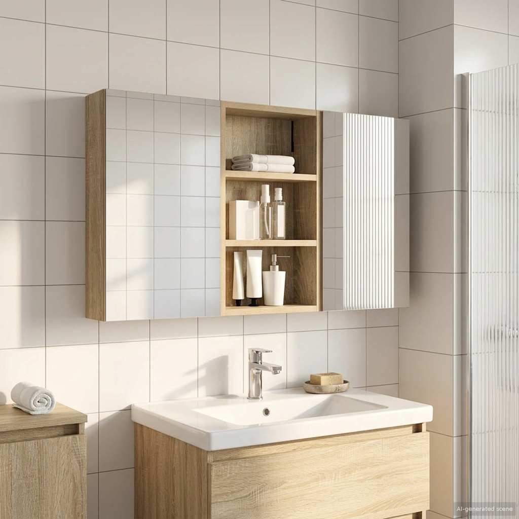Σετ Ντουλαπιών Μπάνιου με ράφι με πόρτα 3 pcs 90 x 10,5 x 50 εκ - Pakobazaar