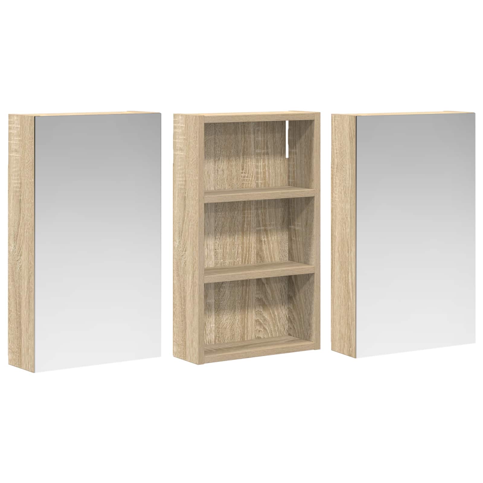Σετ Ντουλαπιών Μπάνιου με ράφι με πόρτα 3 pcs 90 x 10,5 x 50 εκ - Pakobazaar