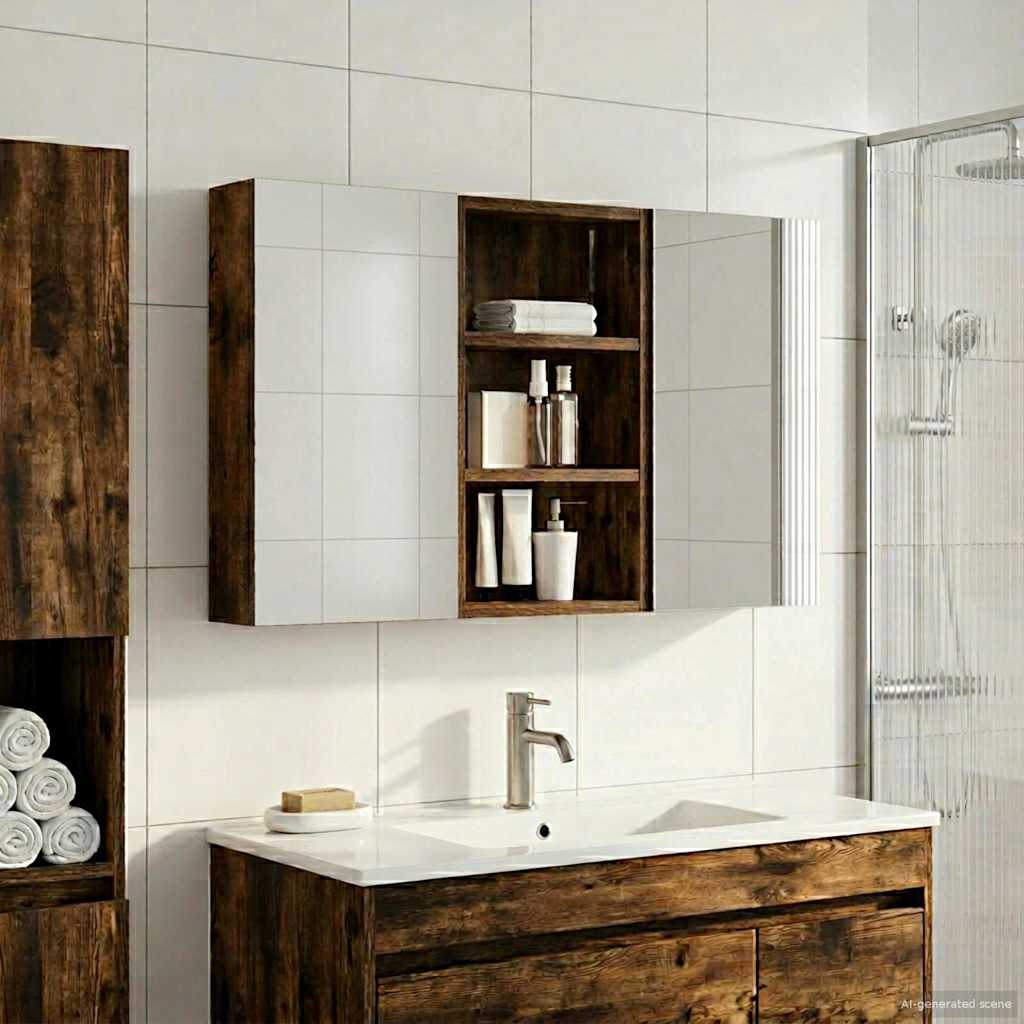 Σετ Ντουλαπιών Μπάνιου με ράφι με πόρτα 3 pcs 90 x 10,5 x 50 εκ - Pakobazaar
