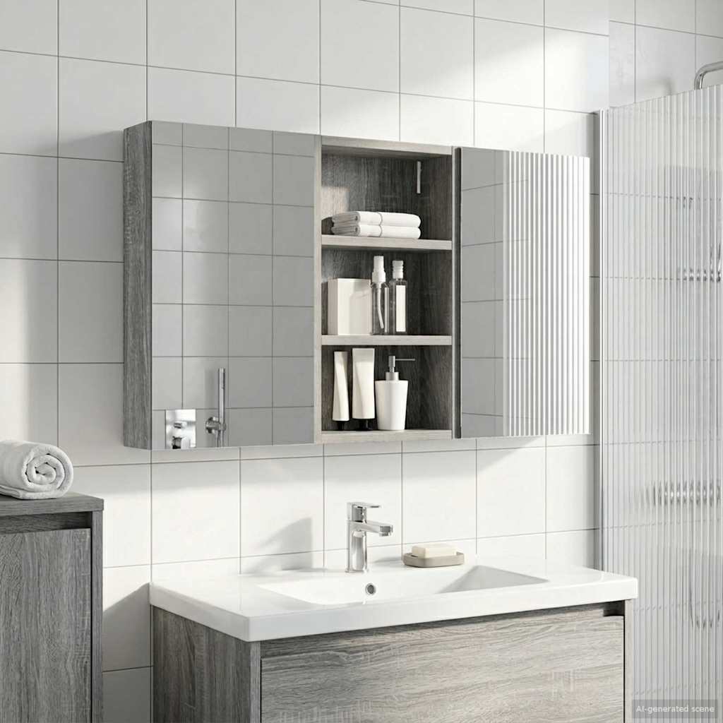 Σετ Ντουλαπιών Μπάνιου με ράφι με πόρτα 3 pcs 90 x 10,5 x 50 εκ - Pakobazaar