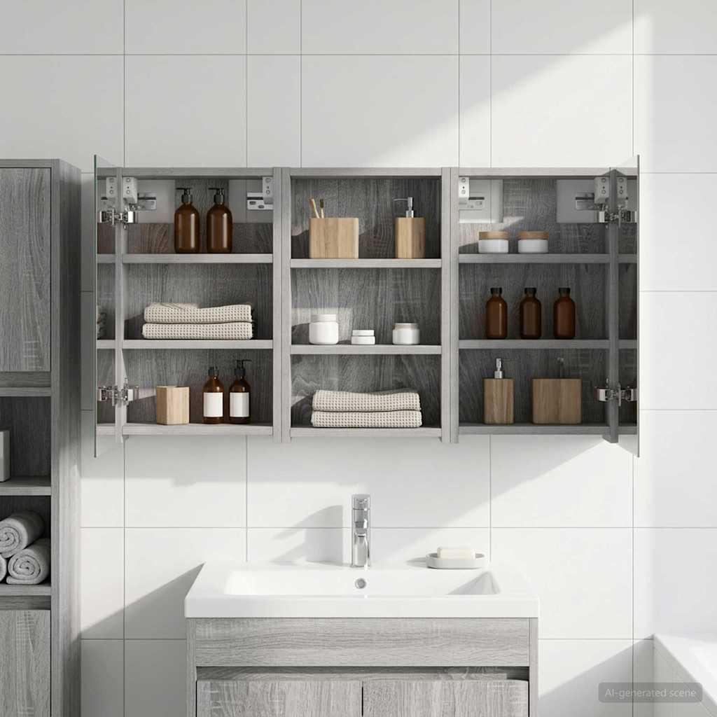 Σετ Ντουλαπιών Μπάνιου με ράφι με πόρτα 3 pcs 90 x 10,5 x 50 εκ - Pakobazaar