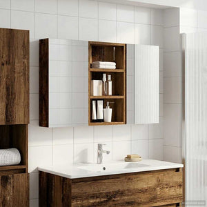 Σετ Ντουλαπιών Μπάνιου με ράφι με πόρτα 3 pcs 90 x 10,5 x 50 εκ - Pakobazaar