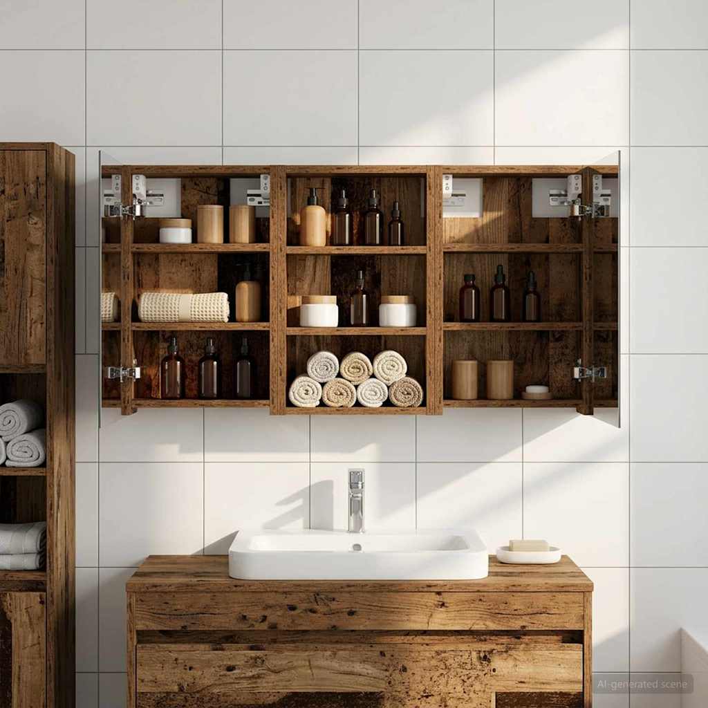 Σετ Ντουλαπιών Μπάνιου με ράφι με πόρτα 3 pcs 90 x 10,5 x 50 εκ - Pakobazaar