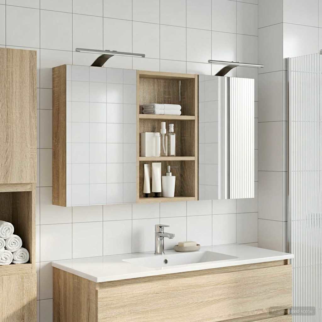 Σετ Ντουλαπιών Μπάνιου με ράφι με πόρτα 3 pcs 90 x 10,5 x 50 εκ - Pakobazaar