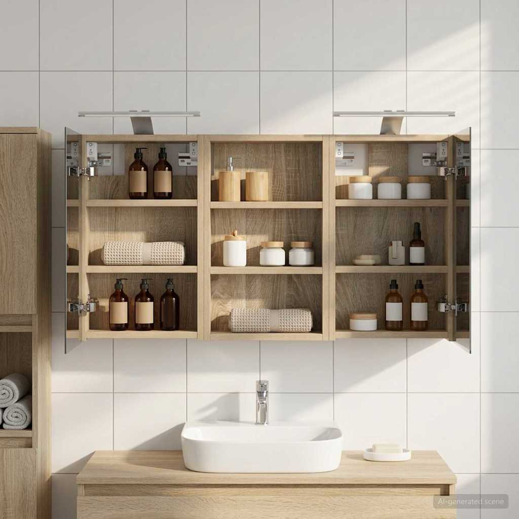 Σετ Ντουλαπιών Μπάνιου με ράφι με πόρτα 3 pcs 90 x 10,5 x 50 εκ - Pakobazaar