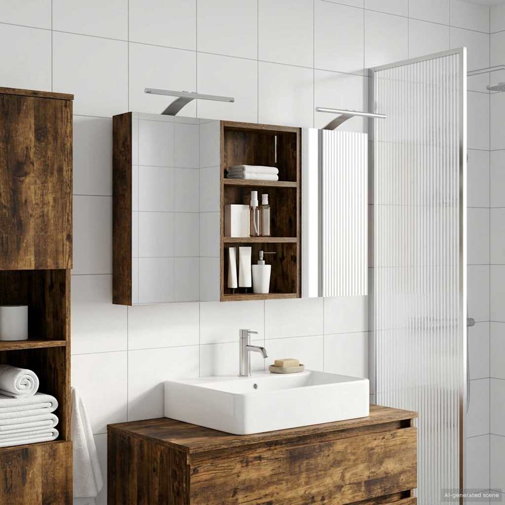 Σετ Ντουλαπιών Μπάνιου με ράφι με πόρτα 3 pcs 90 x 10,5 x 50 εκ - Pakobazaar