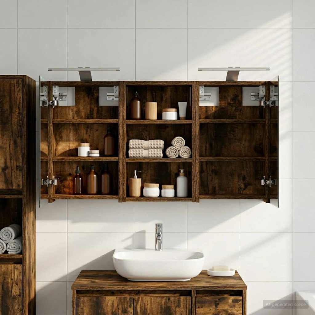 Σετ Ντουλαπιών Μπάνιου με ράφι με πόρτα 3 pcs 90 x 10,5 x 50 εκ - Pakobazaar