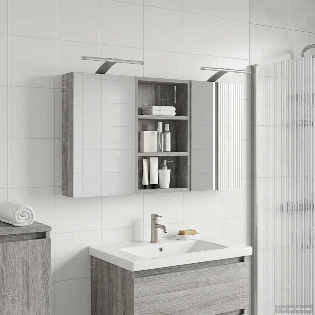 Σετ Ντουλαπιών Μπάνιου με ράφι με πόρτα 3 pcs 90 x 10,5 x 50 εκ - Pakobazaar