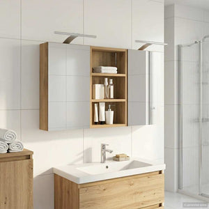 Σετ Ντουλαπιών Μπάνιου με ράφι με πόρτα 3 pcs 90 x 10,5 x 50 εκ - Pakobazaar