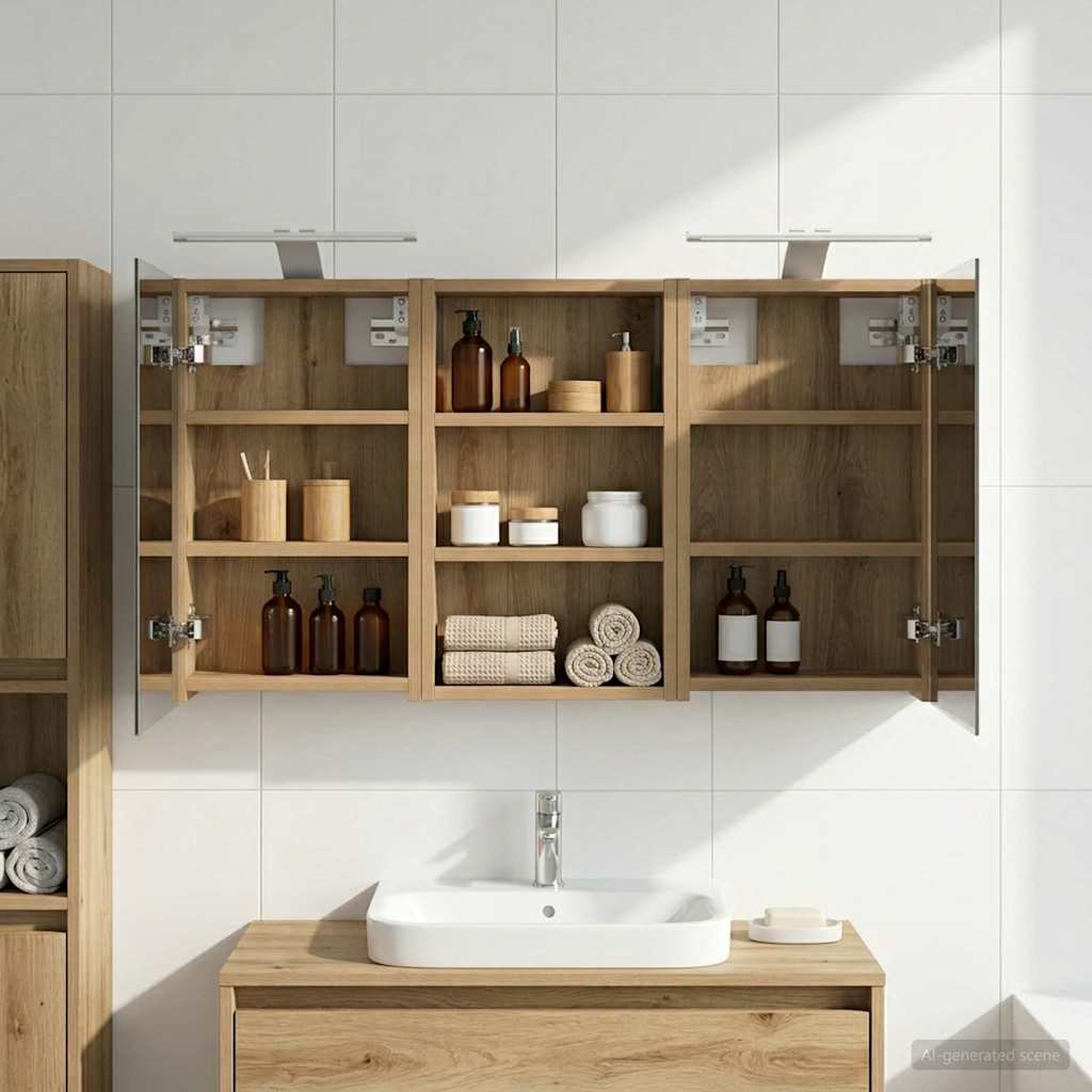 Σετ Ντουλαπιών Μπάνιου με ράφι με πόρτα 3 pcs 90 x 10,5 x 50 εκ - Pakobazaar