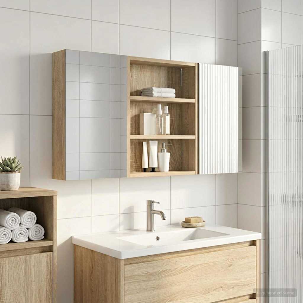 Σετ Ντουλαπιών Μπάνιου με ράφι 3 pcs 100 x 10,5 x 50 εκ - Pakobazaar