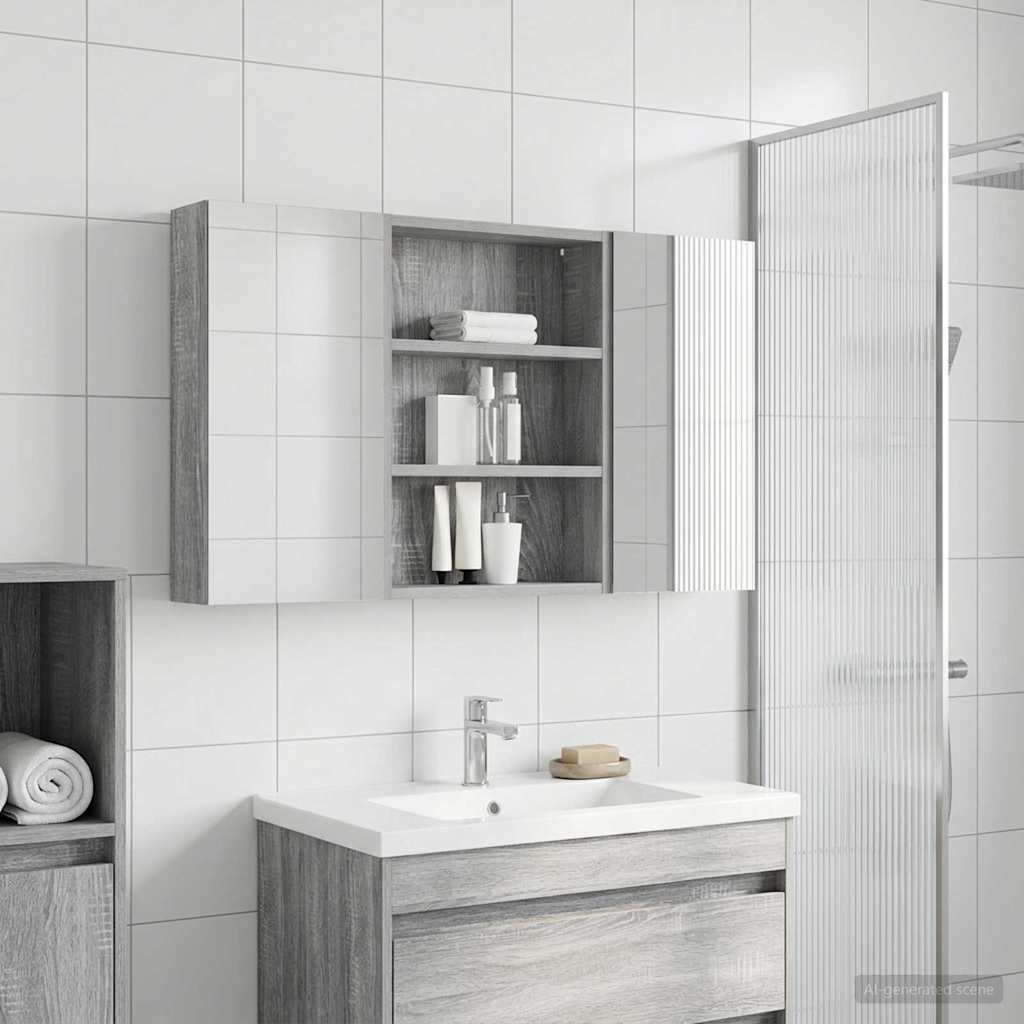 Σετ Ντουλαπιών Μπάνιου με ράφι 3 pcs 100 x 10,5 x 50 εκ - Pakobazaar