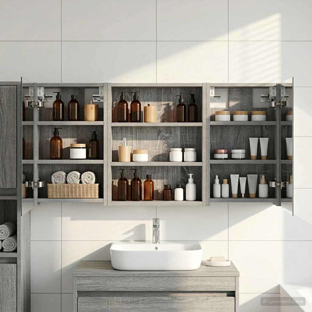 Σετ Ντουλαπιών Μπάνιου με ράφι 3 pcs 100 x 10,5 x 50 εκ - Pakobazaar