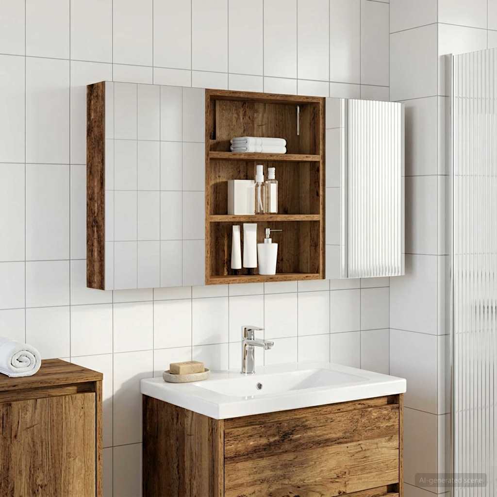 Σετ Ντουλαπιών Μπάνιου με ράφι 3 pcs 100 x 10,5 x 50 εκ - Pakobazaar