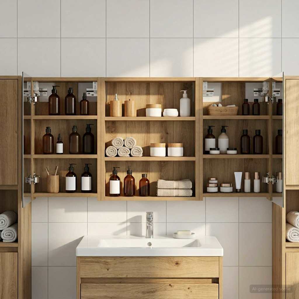 Σετ Ντουλαπιών Μπάνιου με ράφι 3 pcs 100 x 10,5 x 50 εκ - Pakobazaar