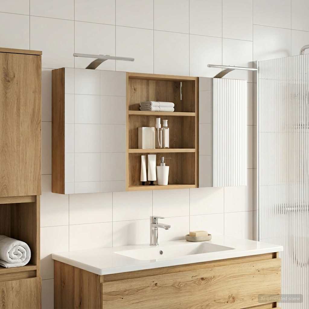 Σετ Ντουλαπιών Μπάνιου με ράφι 3 pcs 100 x 10,5 x 50 εκ - Pakobazaar