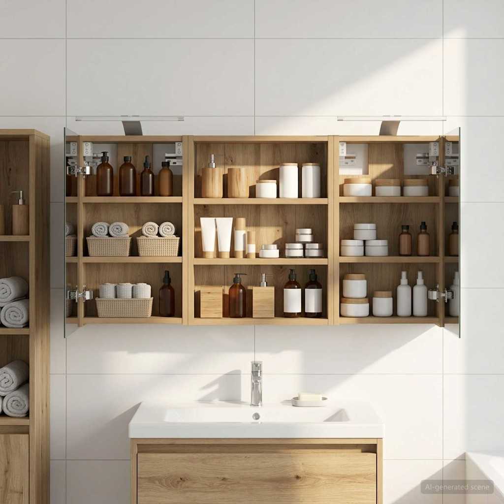 Σετ Ντουλαπιών Μπάνιου με ράφι 3 pcs 100 x 10,5 x 50 εκ - Pakobazaar