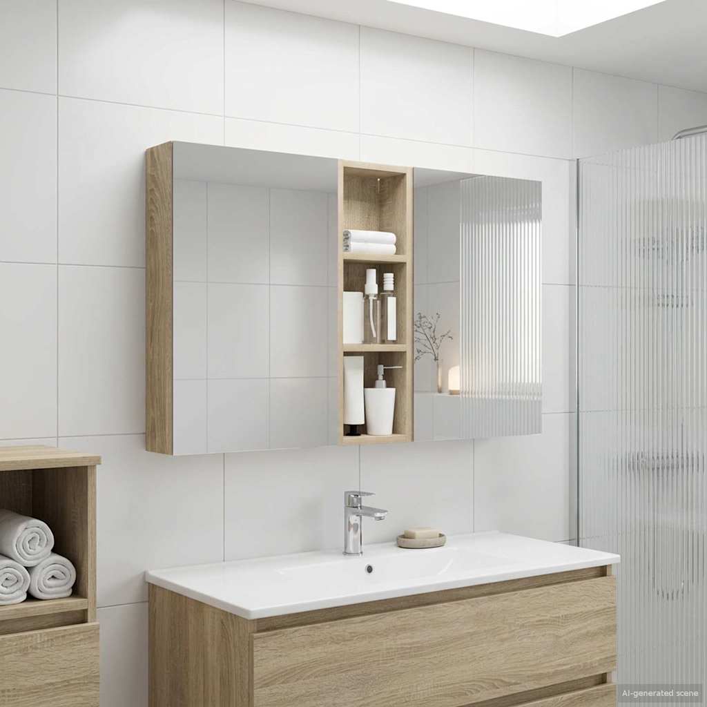 Σετ Ντουλαπιών Μπάνιου με ράφι 3 pcs 100 x 10,5 x 60,5 εκ - Pakobazaar