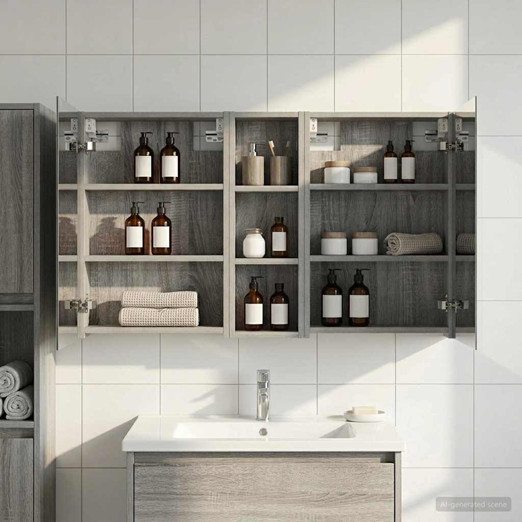 Σετ Ντουλαπιών Μπάνιου με ράφι 3 pcs 100 x 10,5 x 60,5 εκ - Pakobazaar
