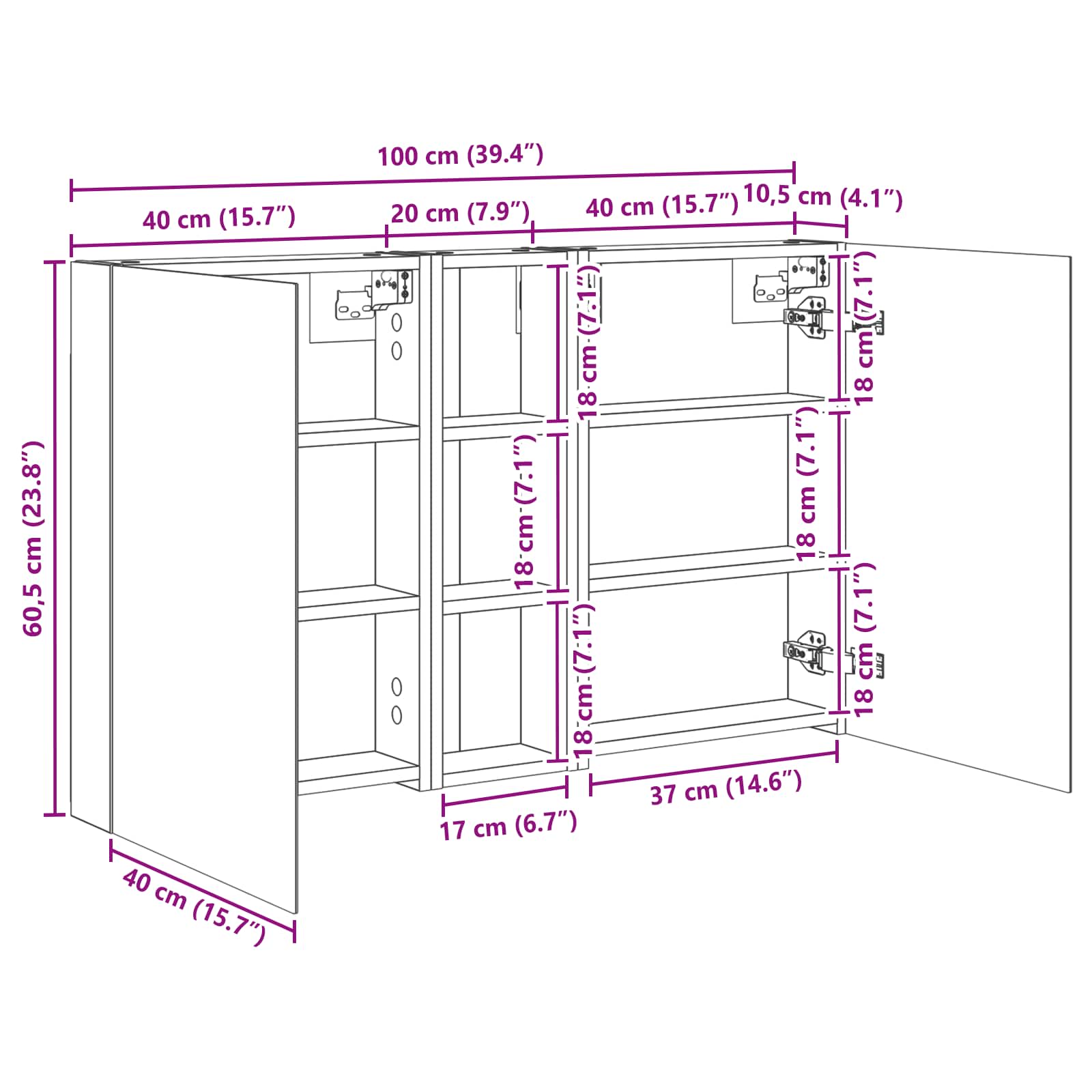 Σετ Ντουλαπιών Μπάνιου με ράφι 3 pcs 100 x 10,5 x 60,5 εκ - Pakobazaar