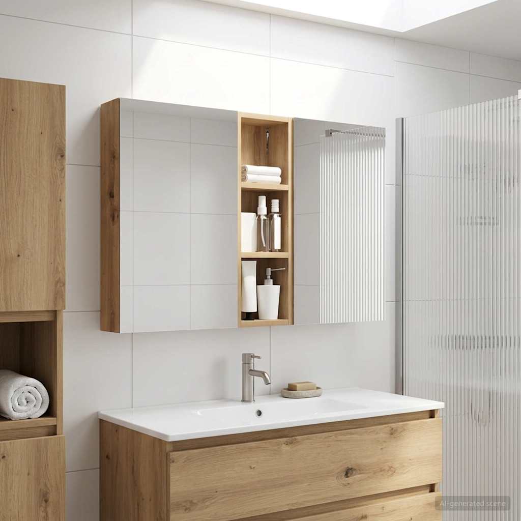 Σετ Ντουλαπιών Μπάνιου με ράφι 3 pcs 100 x 10,5 x 60,5 εκ - Pakobazaar