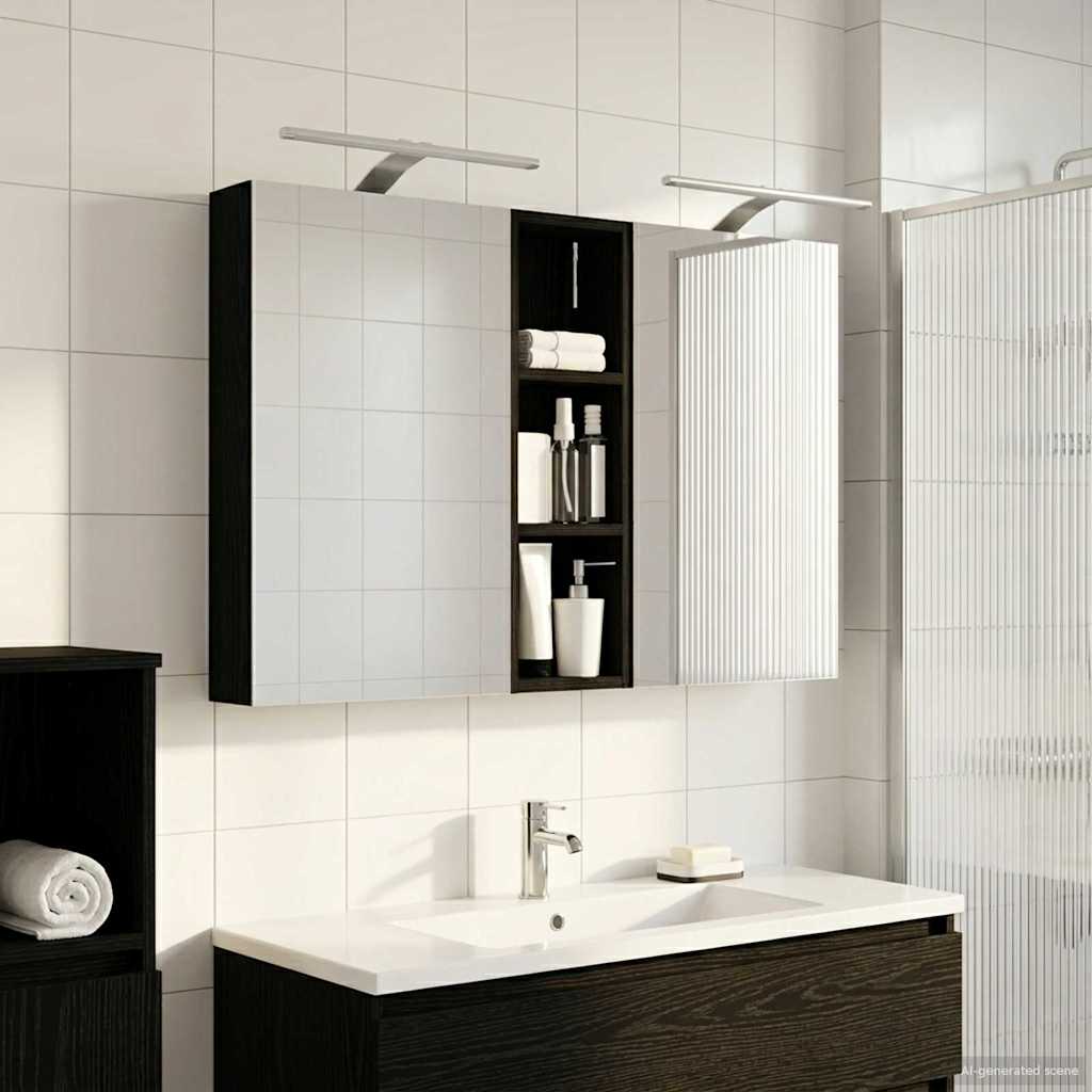 Σετ Ντουλαπιών Μπάνιου με ράφι 3 pcs 100 x 10,5 x 60,5 εκ - Pakobazaar