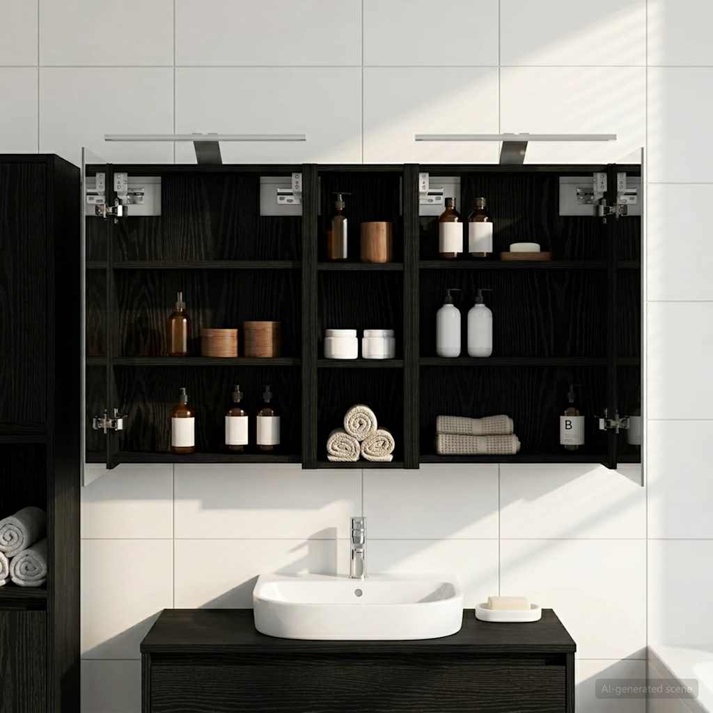 Σετ Ντουλαπιών Μπάνιου με ράφι 3 pcs 100 x 10,5 x 60,5 εκ - Pakobazaar