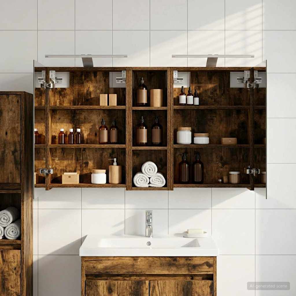 Σετ Ντουλαπιών Μπάνιου με ράφι 3 pcs 100 x 10,5 x 60,5 εκ - Pakobazaar