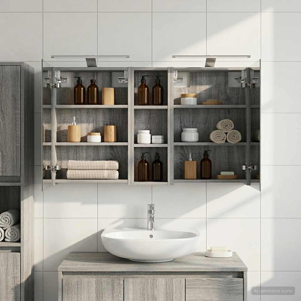 Σετ Ντουλαπιών Μπάνιου με ράφι 3 pcs 100 x 10,5 x 60,5 εκ - Pakobazaar