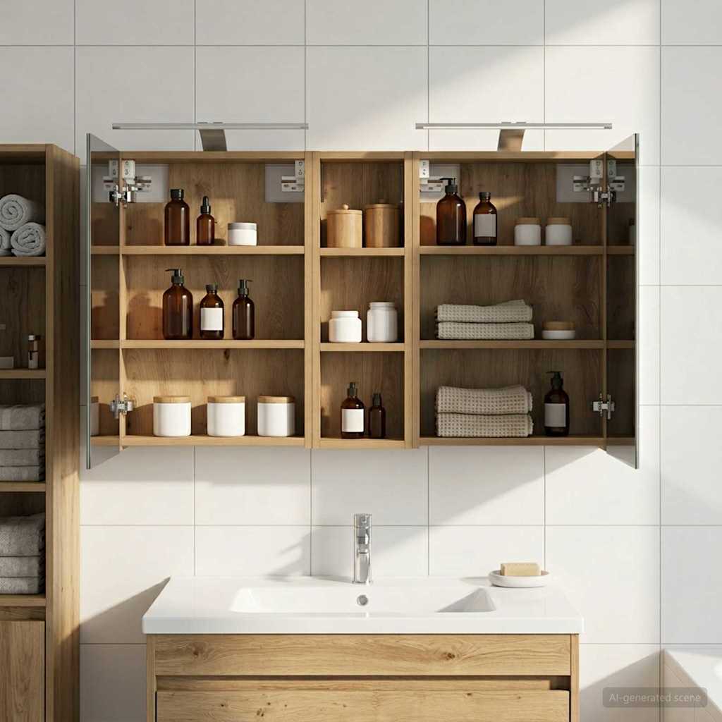 Σετ Ντουλαπιών Μπάνιου με ράφι 3 pcs 100 x 10,5 x 60,5 εκ - Pakobazaar