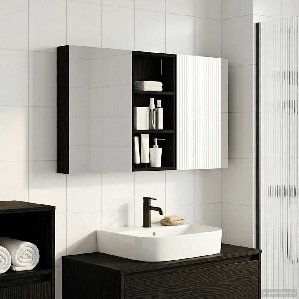 Σετ Ντουλαπιών Μπάνιου με ράφι 3 pcs 110 x 10,5 x 60,5 εκ - Pakobazaar