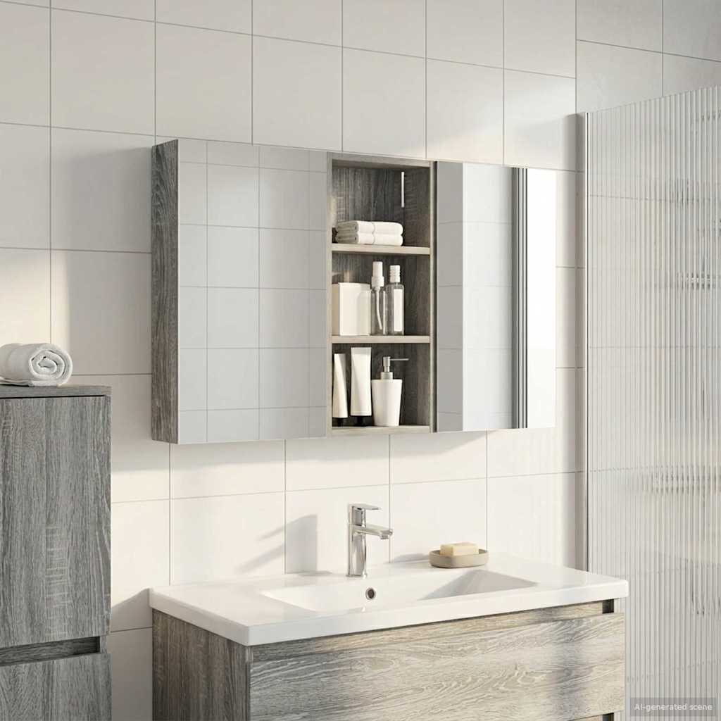 Σετ Ντουλαπιών Μπάνιου με ράφι 3 pcs 110 x 10,5 x 60,5 εκ - Pakobazaar