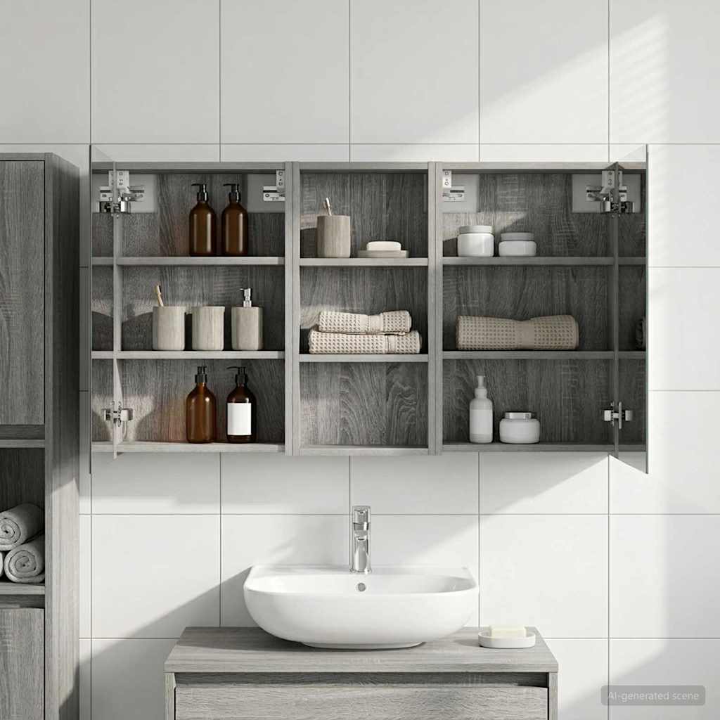 Σετ Ντουλαπιών Μπάνιου με ράφι 3 pcs 110 x 10,5 x 60,5 εκ - Pakobazaar