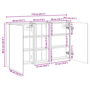 Σετ Ντουλαπιών Μπάνιου με ράφι 3 pcs 110 x 10,5 x 60,5 εκ - Pakobazaar