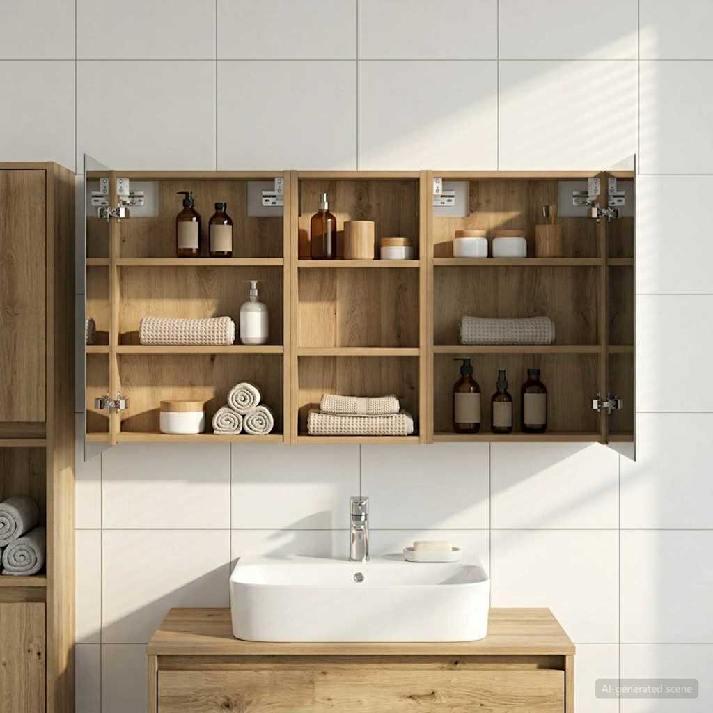 Σετ Ντουλαπιών Μπάνιου με ράφι 3 pcs 110 x 10,5 x 60,5 εκ - Pakobazaar
