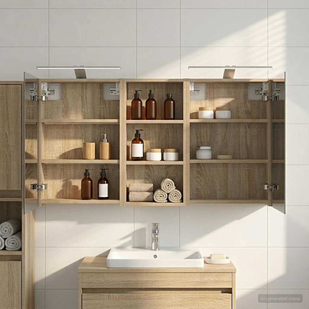 Σετ Ντουλαπιών Μπάνιου με ράφι 3 pcs 110 x 10,5 x 60,5 εκ - Pakobazaar