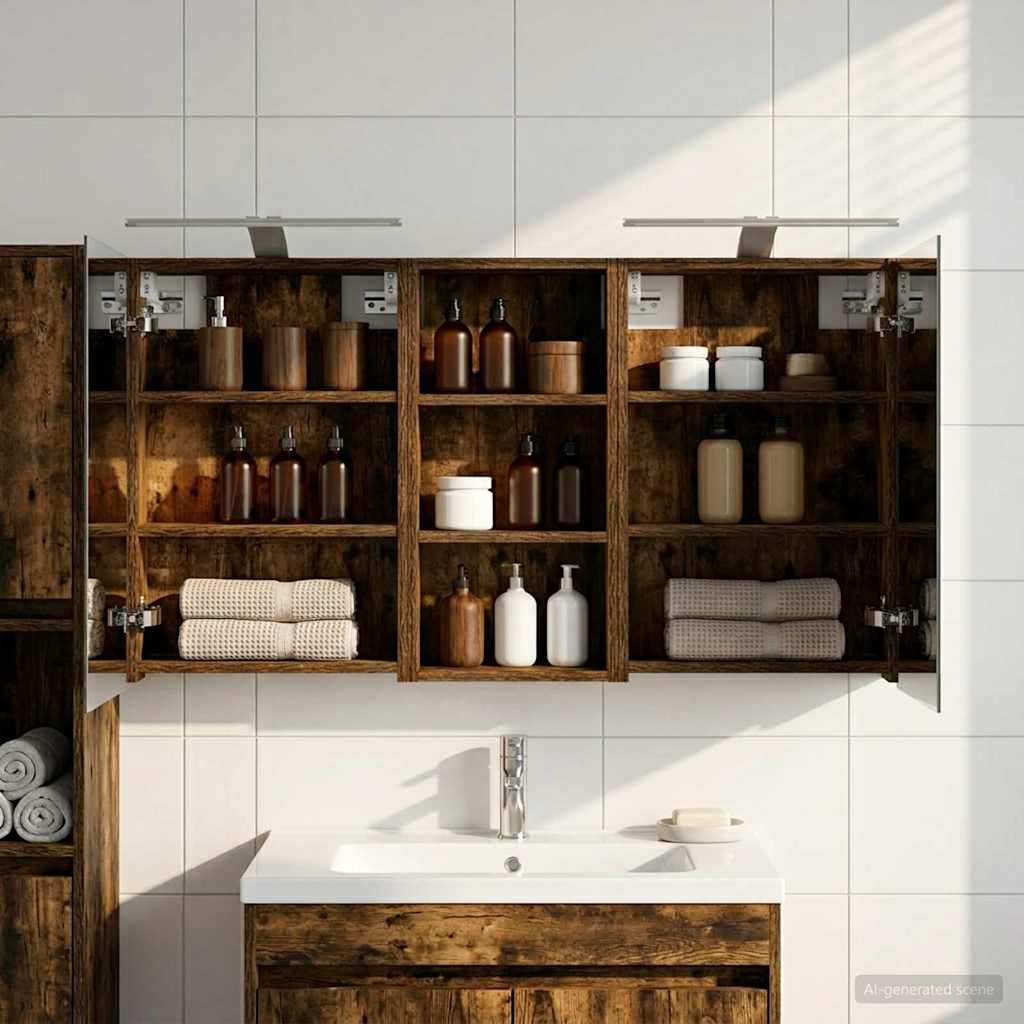 Σετ Ντουλαπιών Μπάνιου με ράφι 3 pcs 110 x 10,5 x 60,5 εκ - Pakobazaar