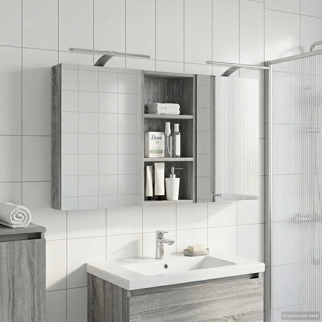Σετ Ντουλαπιών Μπάνιου με ράφι 3 pcs 110 x 10,5 x 60,5 εκ - Pakobazaar