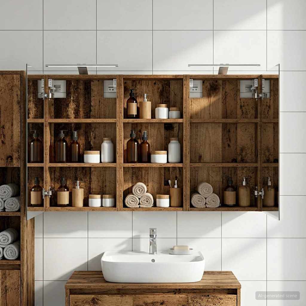 Σετ Ντουλαπιών Μπάνιου με ράφι 3 pcs 110 x 10,5 x 60,5 εκ - Pakobazaar