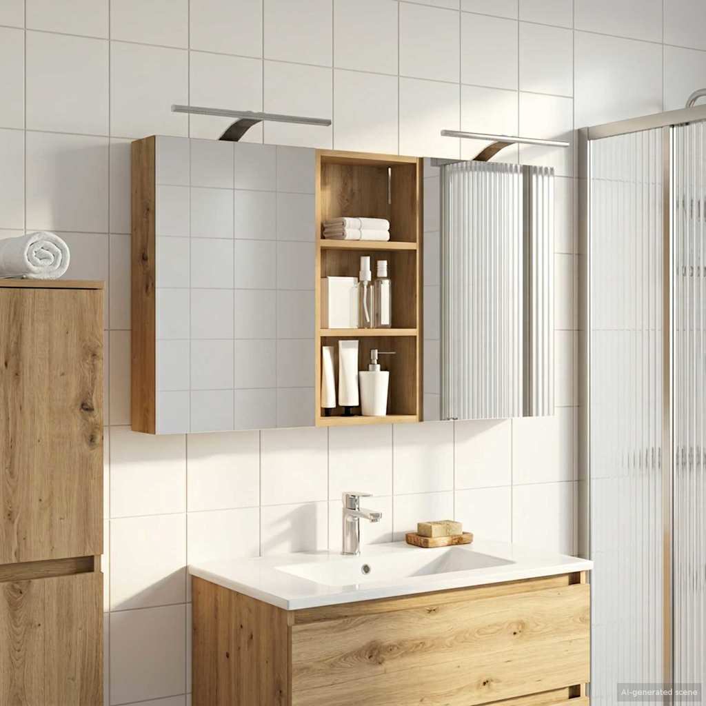 Σετ Ντουλαπιών Μπάνιου με ράφι 3 pcs 110 x 10,5 x 60,5 εκ - Pakobazaar