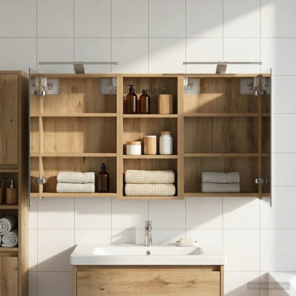Σετ Ντουλαπιών Μπάνιου με ράφι 3 pcs 110 x 10,5 x 60,5 εκ - Pakobazaar