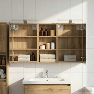Σετ Ντουλαπιών Μπάνιου με ράφι 3 pcs 110 x 10,5 x 60,5 εκ - Pakobazaar
