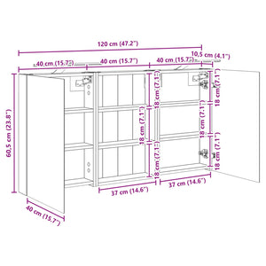 Σετ Ντουλαπιών Μπάνιου με ράφι 3 pcs 120 x 10,5 x 60,5 εκ - Pakobazaar