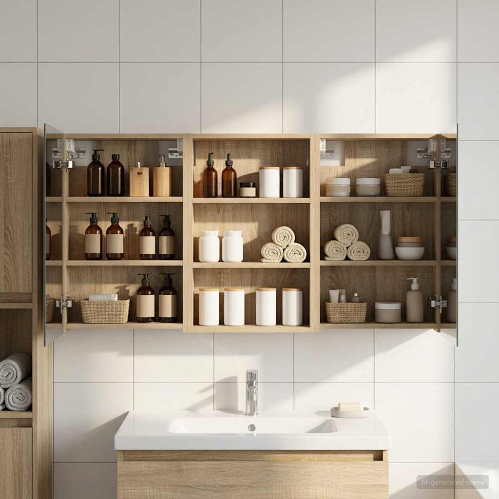 Σετ Ντουλαπιών Μπάνιου με ράφι 3 pcs 120 x 10,5 x 60,5 εκ - Pakobazaar